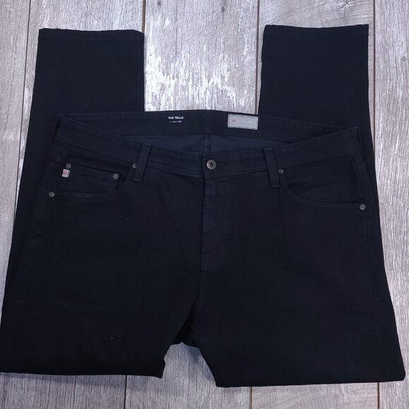 Adriano Goldschmied Jeans Mens 38x31 The Tellis Modern Slim Straight Black Denim - Picture 4 of 9